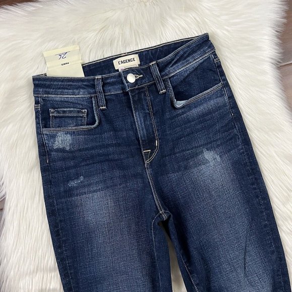 L'Agence Women's Size 26 Dark Wash High Line Mariner Skinny Denim Jeans - Picture 3 of 12